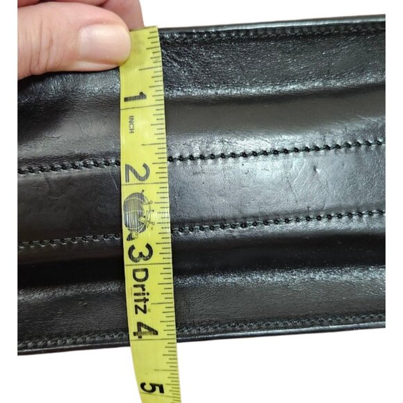 Francesco Rogani Black Leather Structured Handbag Gold Hardware Top Handle - Picture 16 of 16